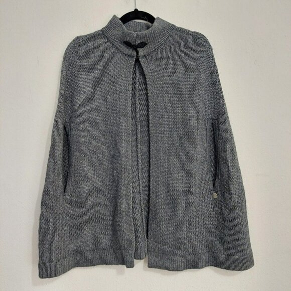 Mer Du Nord Women's Cape Poncho Cardigan Gray Sleeveless Wool Blend One Size - Picture 1 of 6